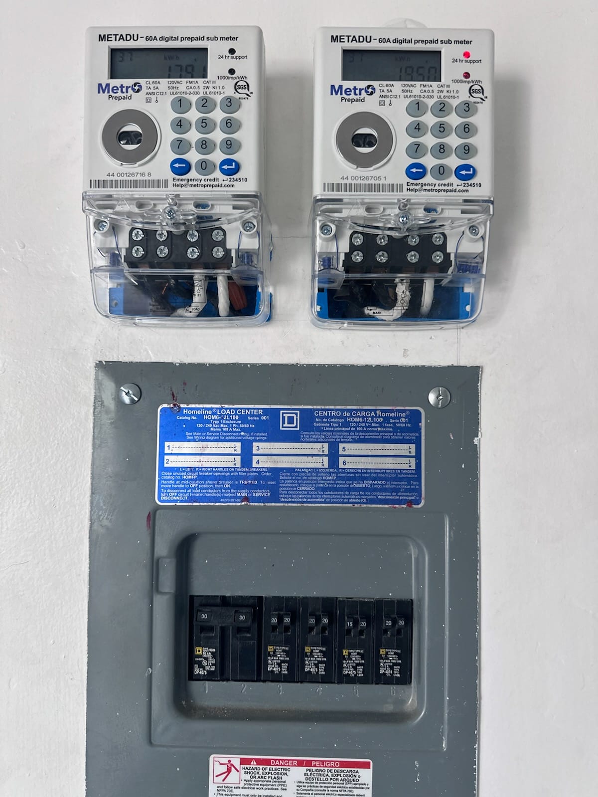 How to install two electric sub meters in one ADU